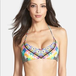 Mara Hoffman colorful basket weave bikini top